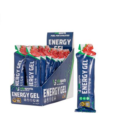 VitaSports Energy Gel - (24x70) strawberry Quick Release Energy 22 Grams of Carbohydrate per Isotonic Gel Easily Digestible Without Water Informed Sports Tested Vegan