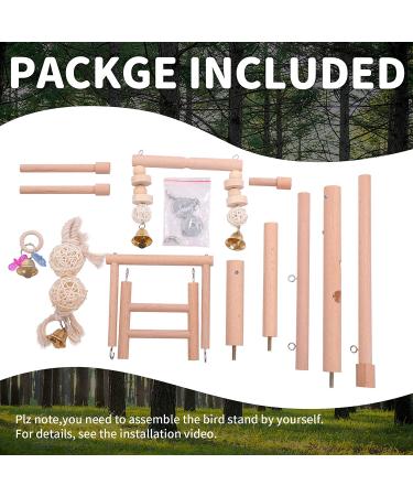 QBLEEV Bird Cage Play Stand Toy Set - Wood Stands, Chew Toys, Ladder, Swing, Perch - Activity Center for Parrots and Small Birds - Buy Online on GoSupps.com