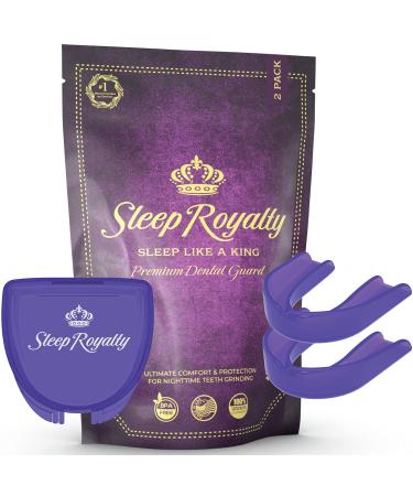 Sleep Royalty Night Guard - Pack of 2 Premium Moldable Mouth Guards for Teeth Clenching and Grinding at Night (Purple) Protective Case Included