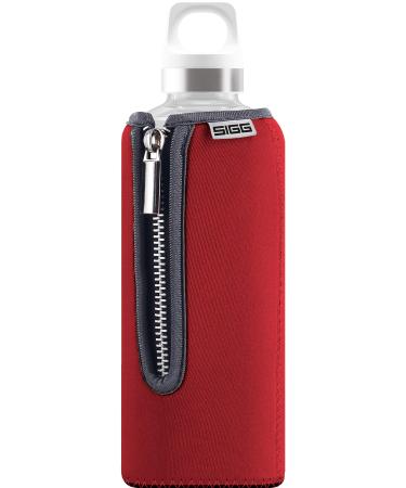SIGG - Glass Water Bottle - Stella Red - With Neoprene Pouch - Leakproof - Dishwasher Safe - BPA Free - Recycled Glass - 17 Oz