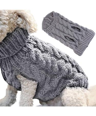 Famkit Pet Dog Roll Collar Sweater - Stylish & Warm Knitwear for Small Dogs (Size L: 8.8-11lb) - Premium Gray Dog Clothing - Buy Online on GoSupps.com