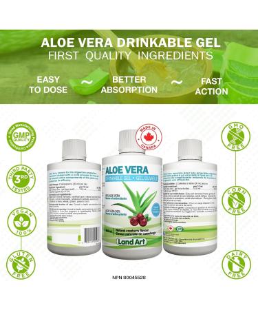 Pure Aloe Vera Drinkable Gel Cranberry Flavor 500ml - for Heartburn Relief & Acid Reflux - Cold-Processed - from Organic Fresh Leaves - Made in Canada (Pack of 2) 500 ml (Pack of 2) - Buy Online on GoSupps.com