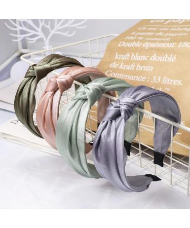 Gray Silk Knotted Wide Headband for Women - Twist Knot Hairband for Party, Casual, Face Washing - Stretchy Hair Hoop - Buy Online on GoSupps.com
