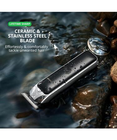 BarberBoss Professional Facial Groomer Beard Trimmer Hair Clipper Men Detail Trimmer USB Rechargeable Red/Green Light Stainless Steel T-Blade QR-2090 - Buy Online on GoSupps.com