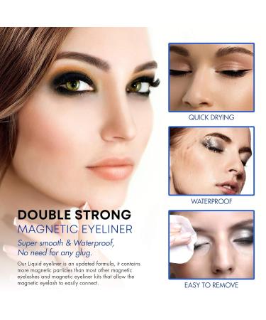 Magnetic Eyelashes with Eyeliner Set - 3D Reusable False Lashes Kit | Easy Application Natural Look 10 Pairs & Tweezers - Buy Online on GoSupps.com