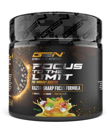 VitamineVersand 24 Focus to the Limit Highdose Pressure with LTyrosine + Turine + Insitol + Ginkgo extract + Citcoala root + Cafeola root + Cafeola root + Caffin & Vitamins 240 g Fruit Mix taste tastes tastes tastes