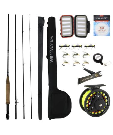 Wild Water Fly Fishing 9 Foot, 4-Piece, 3/4 Weight Fly Rod Complete Fly Fishing Rod and Reel Combo Starter Package