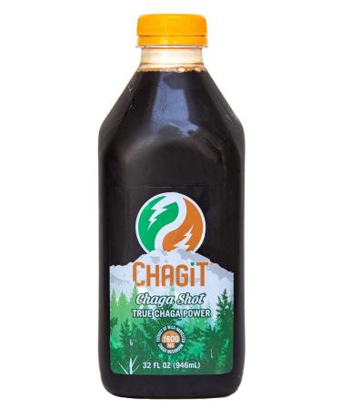 Chagit Chaga Mushroom Shot wild-harvested chaga mushroom liquid extract ready to drink (better than powder tea or capsules) 32oz bottle