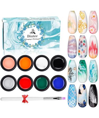 Biutee Stamping Paint Nail Polish Gel Stamper Kit - 8 Colors UV Gel Polish Set for Nail Art | Spring/Summer Gift - Buy Online on GoSupps.com