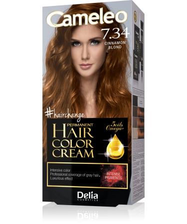 Delia Cosmetics Cameleo - Permanent Hair Colour Cream - Cinnamon Blonde - Intense Colour and Protection - 5 Oils + Omega Plus Acids - Luxurious Professional Hair Dye - Complete Kit