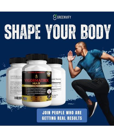 GREENVIFY Vigormatrix Max Ashwagandha Premium Extract 60 Capsules Gluten Free Vegan Non-GMO (1) - Buy Online on GoSupps.com