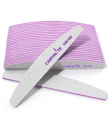 Canvalite 25stk nail files for gelnail professional nail files 100/180 files for gelails nail buffer block double -sided nail file professional washable and reusable (25 pc moon 100/180)