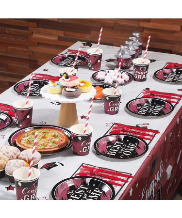 294 Pieces Graduation Party Supplies Set  Class of 2022 Graduation Decorations  Including Graduate Tableware Paper Plates Napkins Cups Plastic Tablecloth Banner Balloons Hanging Swirls (Maroon) - Buy Online on GoSupps.com