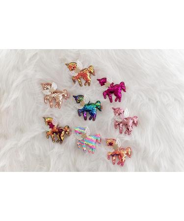 Summer Crystal Unicorn Alligator Hair Clips for Women and Girls - Set of 4 Sequins MHHP Clips for Birthday, Daily, Holiday Party - Perfect Gift Idea - Buy Online on GoSupps.com