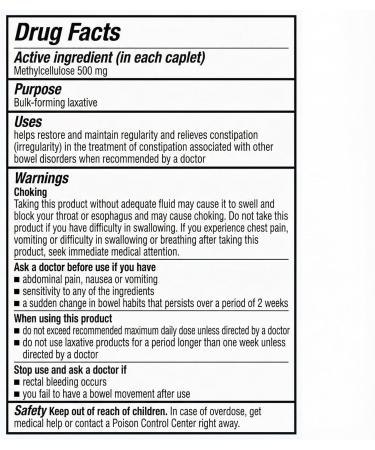 Fiber Supplement Tablets 500 mg 100 Count Methylcellulose Caplets Daily Fiber Supplement Pills for Women and Men - Buy Online on GoSupps.com