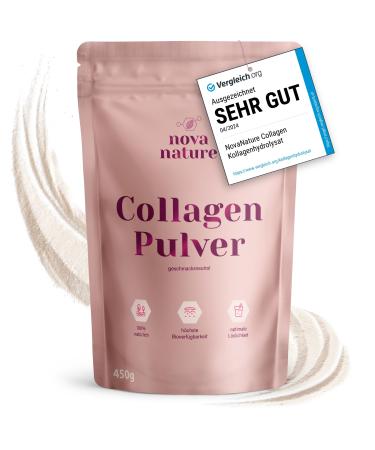 Bioactive collagen powder 450g - very good solubility high -purity tasteless hypoallergenic pasture - Collagen Hydrolysate Peptides type 1 2 and 3 - from Novanature 450 g - Buy Online on GoSupps.com