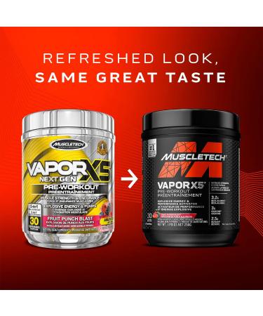 MuscleTech Pre Workout Powder MuscleTech Vapor X5 Pre-Workout Pre Workout Powder for Men & Women PreWorkout Energy Powder Drink Mix Pre-Workout Products Fruit Punch (30 Serv) (packaging may vary) Fruit Punch Blast - Buy Online on GoSupps.com