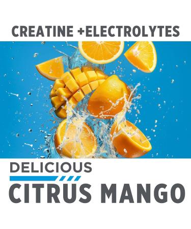 Creatine HCl + Hydration Electrolyte Powder | Citrus Mango | Sugar-Free Rehydration Supplement with Potassium Sodium Zinc & Magnesium (40 Servings - Buy Online on GoSupps.com