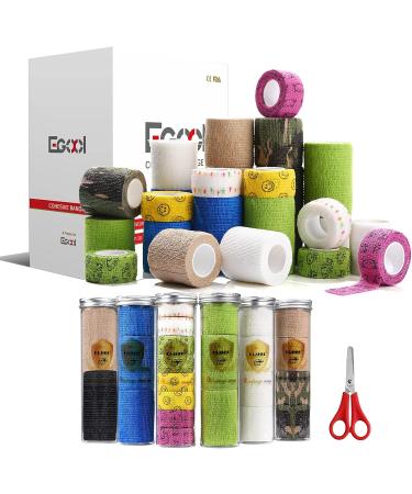 Elastic Cohesive Bandages - 24 Rolls X 5 Yards Self Adhesive Wrap for First Aid & Vet Use | Colorful & Versatile - Buy Online on GoSupps.com