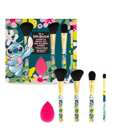 MAD BEAUTY Disney Lilo & Stitch Cosmetic Brush Set Plus Blender Sponge Beauty & Self-Care Gifts Four Brushes For Versatile Use
