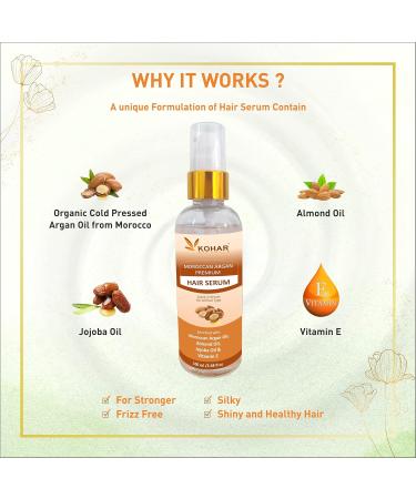 Premium Hair Serum with Moroccan Argan Oil & Vitamin E - Nourishes & Strengthens Frizz-Free Silky Shiny Hair 100 mL - Buy Online on GoSupps.com
