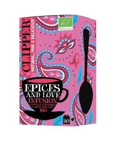 CLIPPER - Organic Infusion - Spices and Love - Cinnamon Ginger & Orange - 20 Organic Infusion Sachets - 1 pack