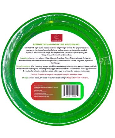 CATMERICA - Aloe Vera Gel 99% Pure Fast-Absorbing and No-Residue Moisturizer Non-Sticky - Aloe Vera can be good for Sunburn after tanning Dry Skin Body face & hair Care 10.1 fl oz (300g). - Buy Online on GoSupps.com