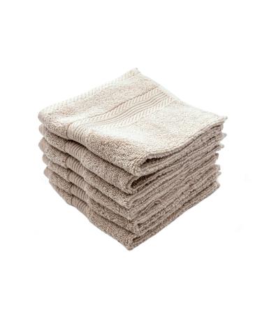 Linteum Textile Washcloth Set 100% Soft Cotton Zero Twist 16 Single Ring Spun Premium Washcloths Face Towel (Taupe) 12 Piece 13x13 Inch