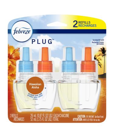 Febreze Plug in Air Freshener and Odor Eliminator, Scented Oil Refill, Hawaiian Aloha, 2 Count 0.87 Fl Oz (Pack of 2) A560