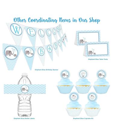 Little Elephant Blue Bottle Wraps - Set of 20 | Baby Shower Water Bottle Labels | Made in the USA - Buy Online on GoSupps.com