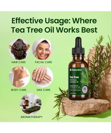 Honeyskin 100% Pure Tea Tree Oil - Hair Growth & Scalp Treatment Essential Oil for Face Hair Skin - 1 fl. oz (29ml) - Aromatherapy Diffuser - Buy Online on GoSupps.com