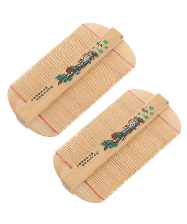YARNOW Lot de 2 Peignes Dents Doubles en Bambou Dense Antipelliculaire pour Cheveux Stimulation Circulation Sanguine Soulagement Maux de T te Soin Cheveux Domicile Style Al atoire