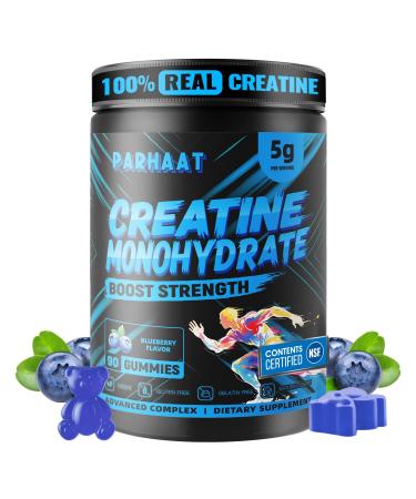 Creatine Monohydrate Gummies 5g for Men & Women - Boost Focus Strength and Endurance Anti-Melting Formula Vegan Gluten-Free Non-GMO 2.5 Gram Creatine per Gummy (Blueberry 90 ct) Blueberry 90 Count (Pack of 1)
