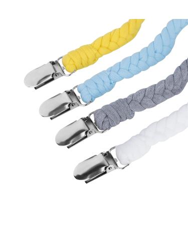 Pacifier Chain Set for Newborns | Cotton Baby Pacifier Bands - 4 Pieces - Triangle Design for Boys & Girls - Buy Online on GoSupps.com