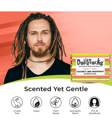 Dollylocks Organic Shampoo Bar for Dreadlocks | Vegan, Residue-Free & Cruelty-Free | Coconut Lime Grapefruit Scented | 4.5oz - Buy Online on GoSupps.com