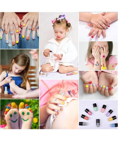 wakaniya Kids Nail Polish Set for Girls 9 Rainbow Colors Non Toxic Low Odor Water Base Nail Polish With Stickers Quick Drying Peel off Nail Varnish Kit for Kids Toddlers 3+ 9 Color Set - Buy Online on GoSupps.com