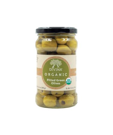 Divina Organic Pitted Green Olives, 10.2 Ounce Net Weight