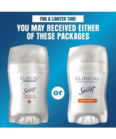 Secret Clinical Strength Women's Antiperspirant Deodorant Invisible Solid, Stress Response - 1.6 oz (Pack of 3) - Buy Online on GoSupps.com