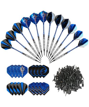 GWHOLE 18g Soft Dart with 16 Dart Flights and 200 Dart Soft Tip Points for Electronic Dartboard, Set of 12