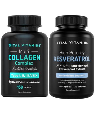 Vital Vitamins Multi Collagen Capsules + Resveratrol Capsules