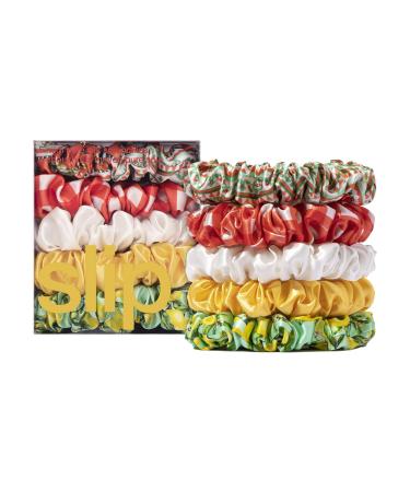 Slip Pure Silk Midi Scrunchies - Amalfi - 100% Pure 22 Momme Mulberry Silk Scrunchies for Women - Hair-Friendly + Luxurious Elastic Scrunchies Set (5 Scrunchies)
