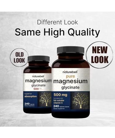 Magnesium Glycinate Capsules 500mg | 240 Count | Non-GMO & Gluten Free | 100% Chelated & Purified | Third-Party Tested - Buy Online on GoSupps.com