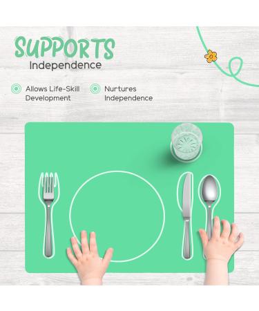 Montessori Toddler Silicone Dining Mat - Non-Slip & Easy-to-Clean Placemat for Kids - GREEN - Buy Online on GoSupps.com