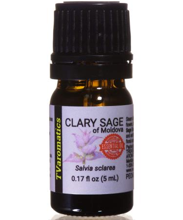 TVaromatics Clary Sage of Moldova 100% Pure Essential Oil 1/6 fl oz (5 mL) - Salvia sclarea Clary Sage 0.17 Fl Oz (Pack of 1)