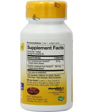Nature's Way Lutein 20mg - 60 Softgels for Eye Health & Vision Support - Buy Online on GoSupps.com