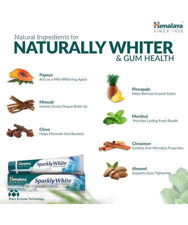 Himalaya Sparkling White Gum Herbal Toothpaste - Mint 75ml (Pack of 3) | International Shipping Available - Buy Online on GoSupps.com