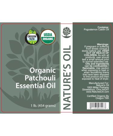 Nature's Oil 1Lb Certified Organic Pure Patchouli Essential Oil - Buy Online on GoSupps.com