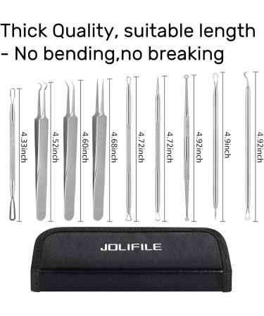 Blackhead Remover Tool JOLIFILE Upgraded 9 Pcs Pimple Popper Tool Kit Extractor Tools with Tweezers Removal Comedone Whitehead Set Large Size-Silver - Buy Online on GoSupps.com