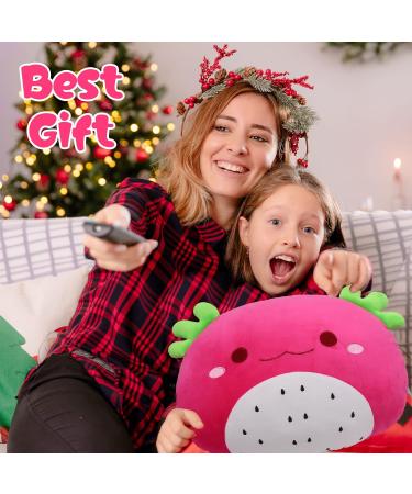 Dragon Fruit Cow Plush Pillow - Round Stuffed Animal Cushion for Kids, Room Decoration & Gifts - Buy Online on GoSupps.com