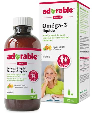 Wampole Adorable Omega 3 Liquid Helps Support Cognitive Health and/or Brain Function 150 ml - Buy Online on GoSupps.com